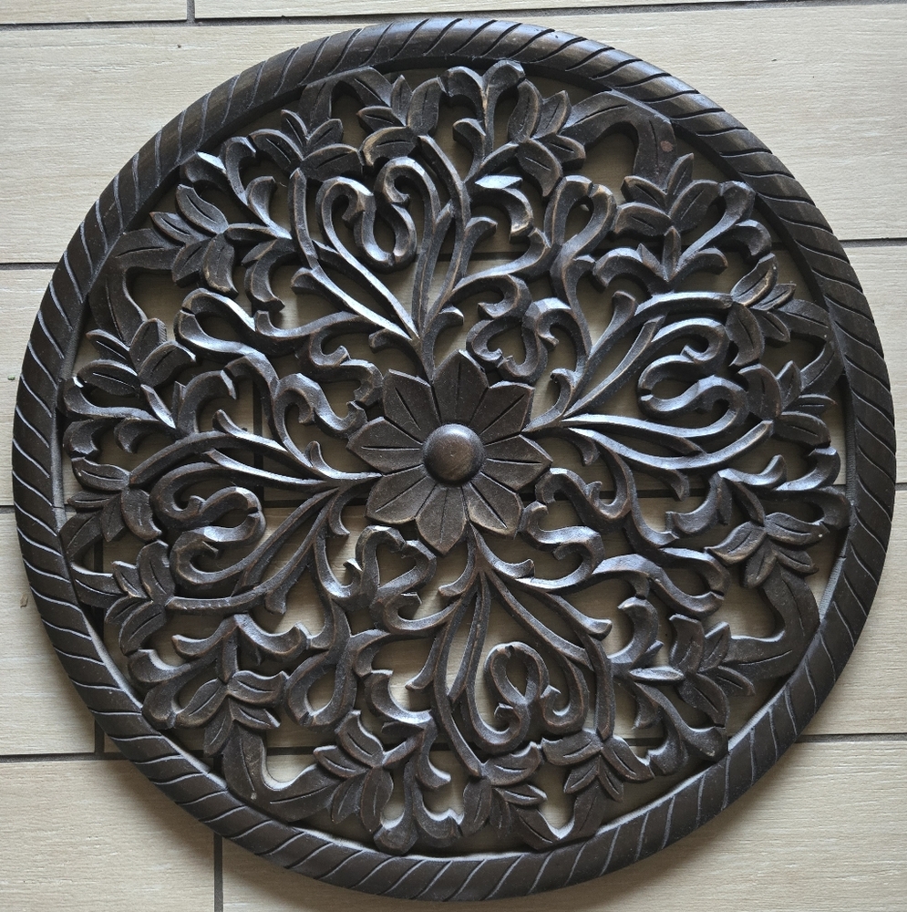 World Market Carved Wood Medallion Wall Decor